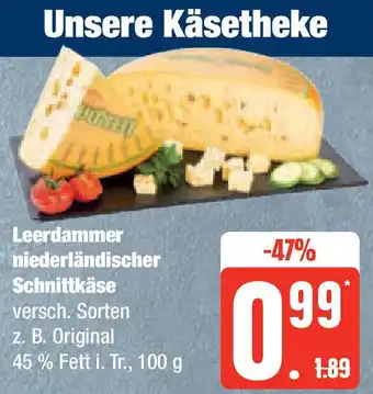 Edeka Leerdammer niederländischer Schnittkäse 100 g Angebot