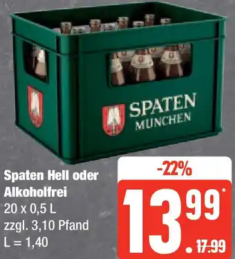 Edeka Spaten Hell oder Alkoholfrei 20x0,5 L Angebot