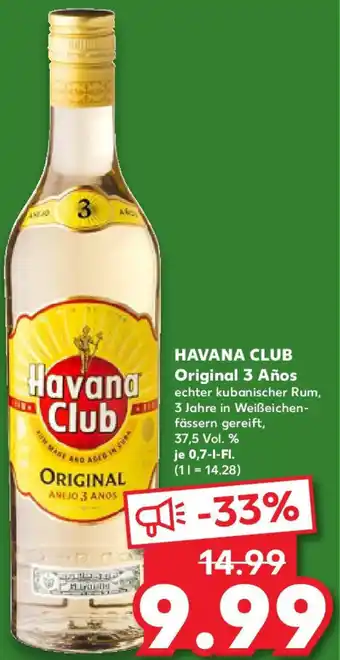 Kaufland HAVANA CLUB Original 3 Años 0,7 L Angebot