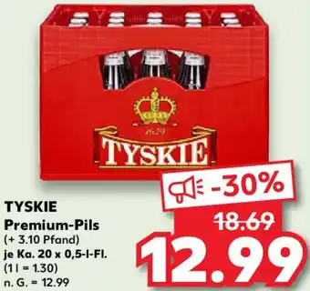 Kaufland TYSKIE Premium-Pils Ka. 20x0,5 L-Fl. Angebot