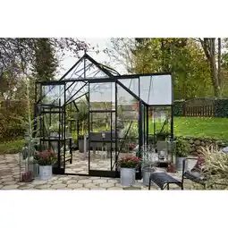 toom Baumarkt Halls Gewächshaus 'Garden Room' 12,9 m² 389 x 391 cm 3 mm Sicherheitsglas schwarz Angebot