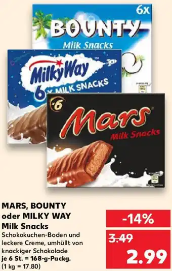 Kaufland MARS, BOUNTY oder MILKY WAY Milk Snacks 168 g Angebot