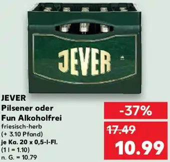 Kaufland JEVER Pilsener oder Fun Alkoholfrei je Ka. 20 x 0,5-I-FI. Angebot