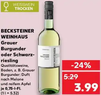 Kaufland BECKSTEINER WEINHAUS Grauer Burgunder oder Schwarzriesling 0,75 L Angebot