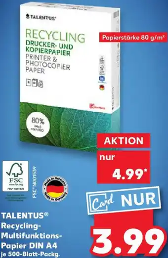 Kaufland TALENTUS Recycling Multifunktions Papier DIN A4 Angebot