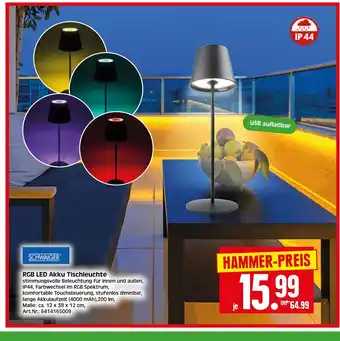 Herkules Baumarkt SCHWAIGER RGB LED Akku Tischleuchte Angebot