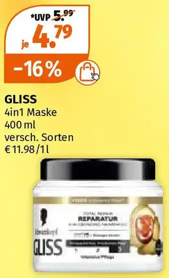 Müller GLISS 4in1 Maske 400 ml Angebot