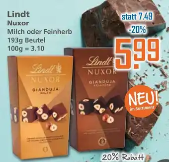 Klaas und Kock Lindt Nuxor Milch oder Feinherb 193g Beutel Angebot