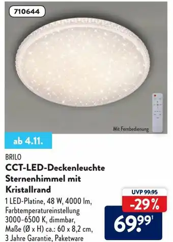 Aldi Süd Brilo CCT LED Deckenleuchte Sternenhimmel mit Kristallrand Angebot