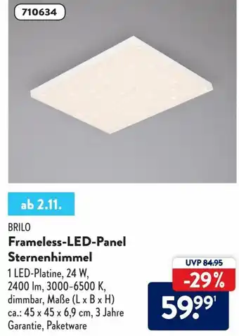 Aldi Süd Brilo Frameless LED Panel Sternenhimmel Angebot