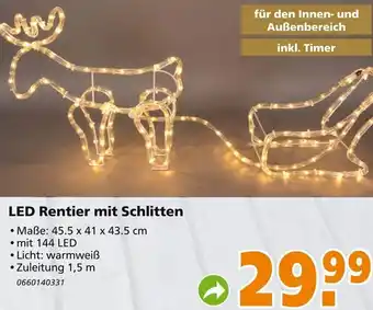 Globus Baumarkt LED Rentier mit Schlitten Angebot