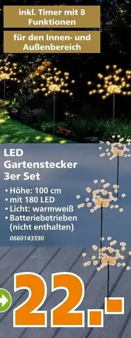 Globus Baumarkt LED Gartenstecker 3er Set Angebot