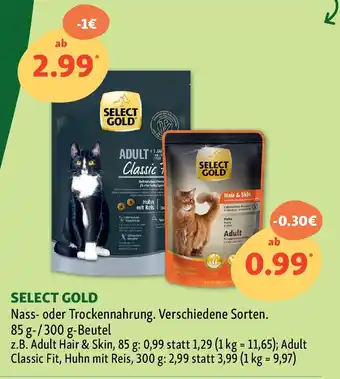 Fressnapf SELECT GOLD Nass- oder Trockennahrung. 85 g-/300 g-Beutel Angebot