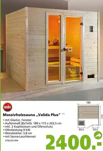 Globus Baumarkt Massivholzsauna Valida Plus Angebot