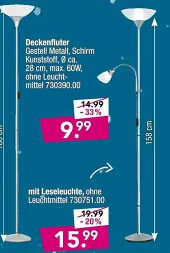 Möbel Boss Deckenfluter mit Leseleuchte Angebot