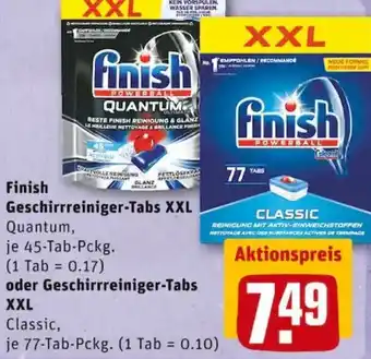 REWE PETZ Finish Geschirr Reiniger-Tabs XXL und oder Geschirr Reiniger-Tabs XXL Angebot