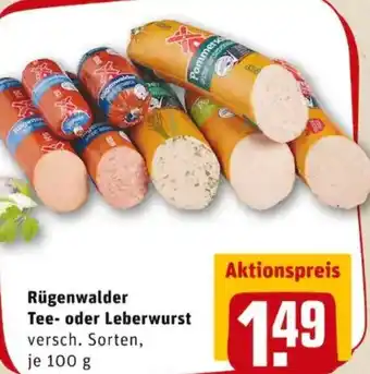 REWE PETZ Rugenwalder Tee-oder Leberwurst 100 gram Angebot