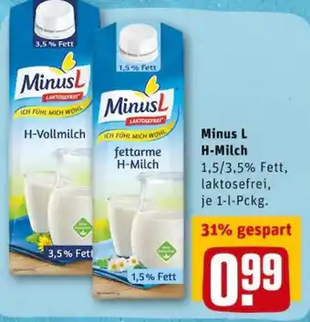 REWE PETZ Minus L H-Milch Angebot