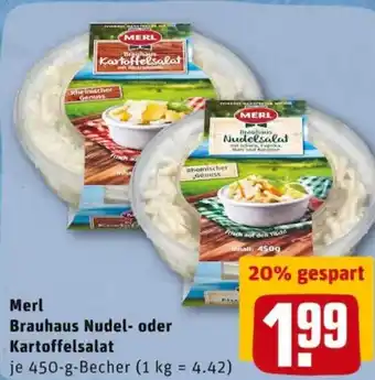 REWE PETZ Merl Brauhaus Nudel- oder Kartoffelsalat 450g Angebot