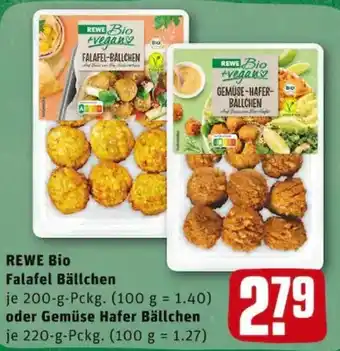 REWE PETZ Rewe Bio Falafel Bällchen oder Gemüse Hafer Bällchen Angebot