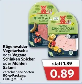 Combi Rügenwalder Vegetarische oder Vegane Schinken Spicker oder Mühlen Salami 80g Angebot