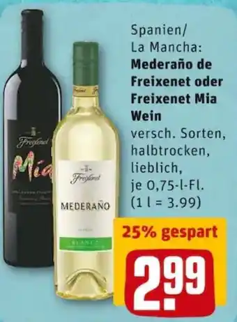 REWE PETZ Mederano de Freixenet oder Freixenet Mia Wein Angebot