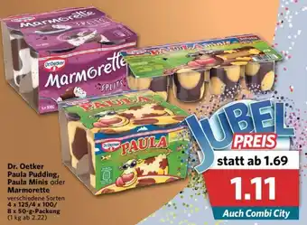 Combi Dr. Oetker Paula Pudding, Paula Minis oder Marmorette 4x125/4x100/8x50g Angebot