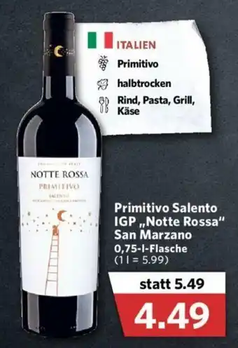 Combi Primitivo Salento IGP Notte Rossa San Marzano 0,75L Angebot