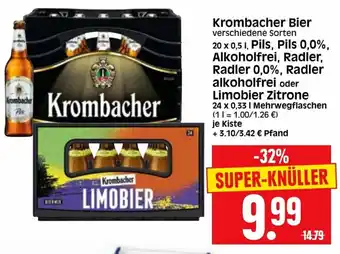 Edeka Herkules Krombacher Bier 20 x 0.5 l. Pils, Pils 0.0%, Alkoholfrei, Radler, Radler 0.0%, Radler alkoholfrei oder Limobier Zitrone Angebot