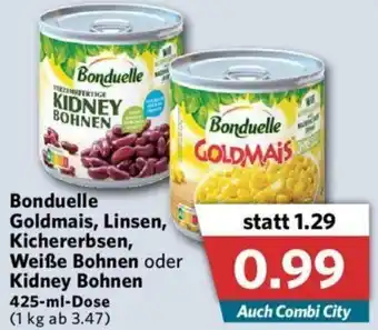 Combi Bonduelle Goldmais, Linsen, Kichererbsen, Weiße Bohnen oder Kidney Bohnen 425ml Angebot