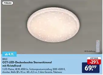 Aldi Nord Brilo CCT LED Deckenleuchte Sternenhimmel mit Kristallrand Angebot