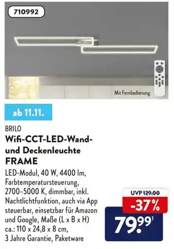 Aldi Nord Brilo Wifi CCT LED Wand und Deckenleuchte Frame Angebot