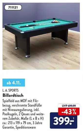 Aldi Nord L.A. Sports Billardtisch Angebot