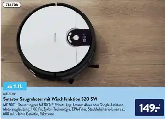 Aldi Nord Medion Smarter Saugroboter mit Wischfunktion S20 SW Angebot