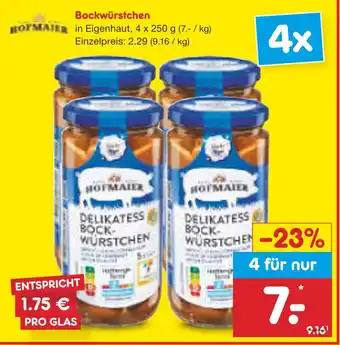 Netto Marken-Discount Hofmaier delikatess bockwürstchen Angebot