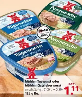 Multi Markt Muhlen Teewurst oder Muhlen Gutsleberwurst 125 Gram Be. Angebot