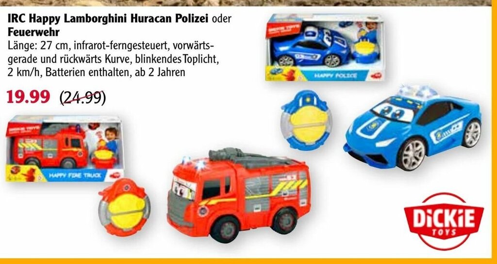 Dickie Toys IRC Happy Lamborghini Huracan Polizei O Feuerwehr Angebot dickie-toys-irc-happy-lamborghini-huracan-polizei-o-feuerwehr-angebot