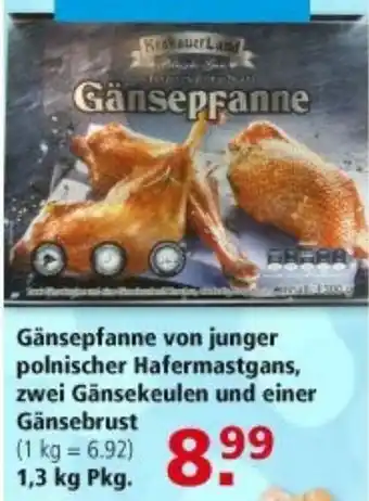 Multi Markt Gansepfanne von junger polnischer Hafermastgans zwei Gansekeulen und einer Gansebrust 1,3 kg Pkg. Angebot