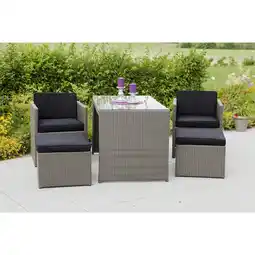 Hagebau MERXX Gartenmöbelset Merano, 4 Sitzplätze, SicherheitsGlas/Kunststoff/Polyester, inkl. Auflagen - grau Angebot