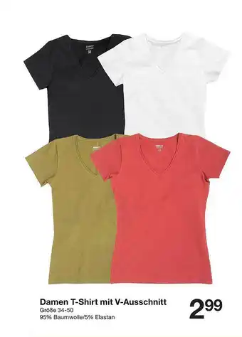 Zeeman Damen T-shirt Mit V Ausschnitt Angebot