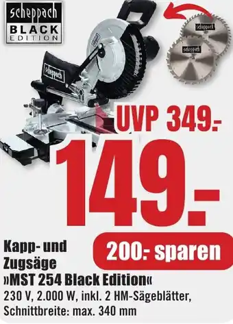 B1 Discount Baumarkt Scheppach Kapp und Zugsäge MST 254 Black Edition Angebot