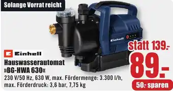 B1 Discount Baumarkt Einhell Hauswasserautomat BG-HWA 630 Angebot