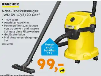 Globus Baumarkt KÄRCHER Nass-Trockensauger ,,WD 3V-17/6/20 Car Angebot