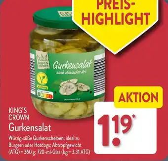 Aldi Nord KING'S CROWN Gurkensalat Angebot