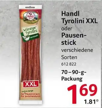 Selgros Handl Tyrolini XXL Oder Pausenstick 70-90g Angebot