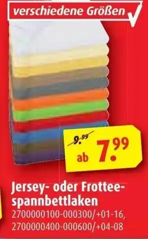 ROLLER Jersey oder Frottee Spannbettlaken Angebot