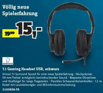 Conrad Renkforce 7.1 Gaming Headset USB, schwarz Angebot