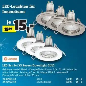 Conrad Ledvance LED 3er Set X3 Recess Downlight GU10 Angebot