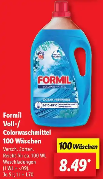 Lidl Formil Voll/ Colorwaschmittel 100 Wäschen Angebot