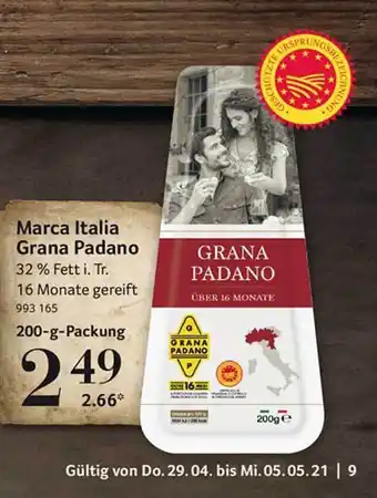 Selgros Marca Italia Grana Padano 200g Angebot